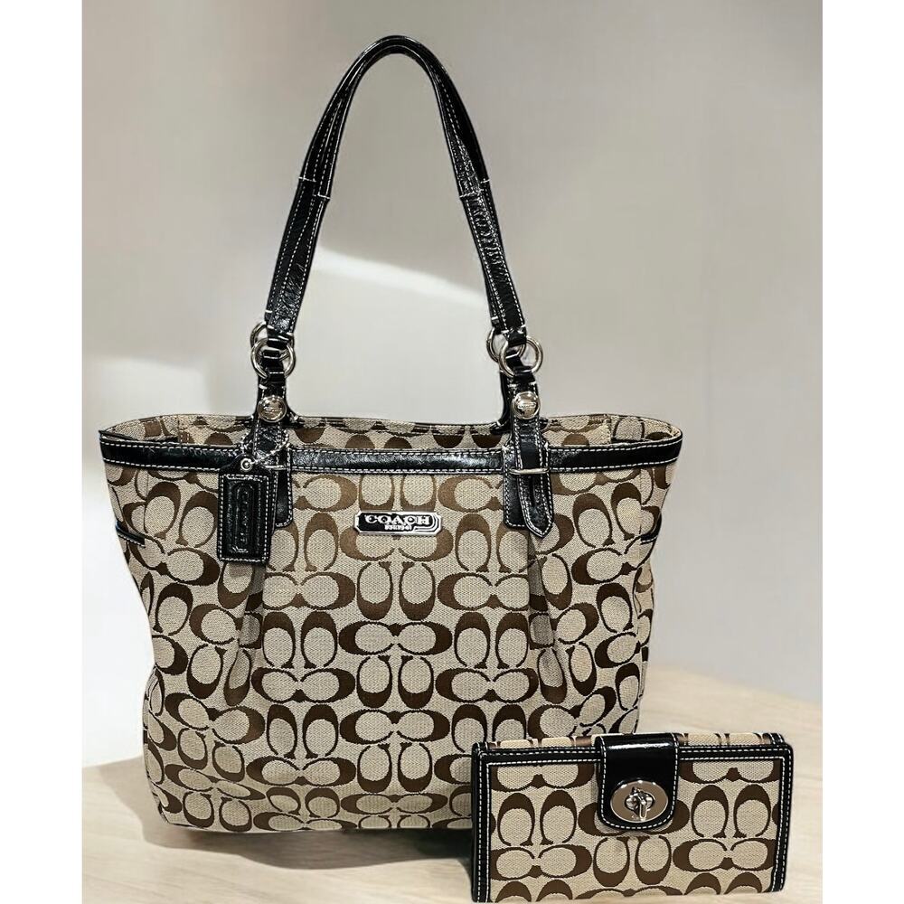 Y2K Coach F16566 Signature Jacquard North South Tote Bag & Wallet - Picture 15 of 15